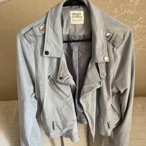 Lulus Moto Jacket in Light grey suede XL